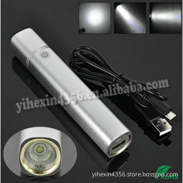 2200MAH Built-in Battery Rechargeable CREE LED Flashlight/Power Bank Flashlight